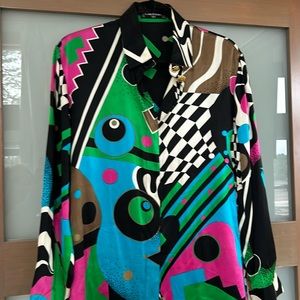 100% silk multicolored German designer blouse size 10